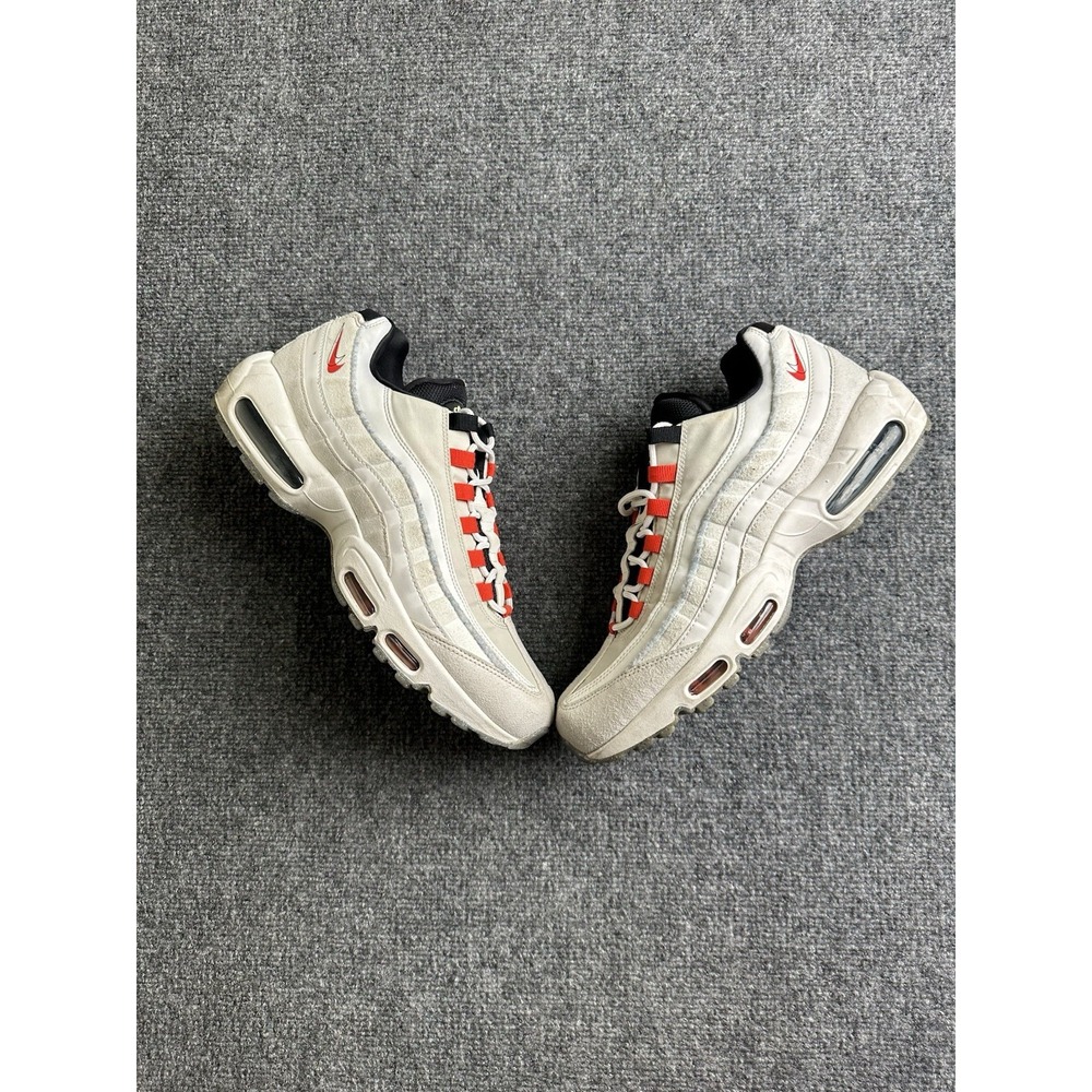 Mens Nike Air Max 95 SE Double Swoosh Light Bone Habanero Red, Size 12